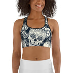 Navy Blue Skull Sports Bra