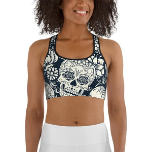 Navy Blue Skull Sports Bra
