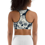 Navy Blue Skull Sports Bra