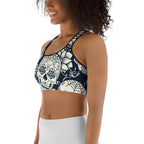 Navy Blue Skull Sports Bra