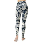 Navy Blue Skull Yoga Leggings