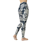 Navy Blue Skull Yoga Leggings
