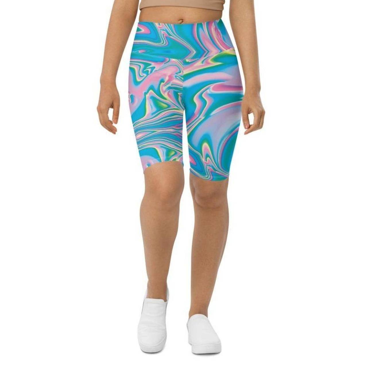 Neon Psychedelic Biker Shorts