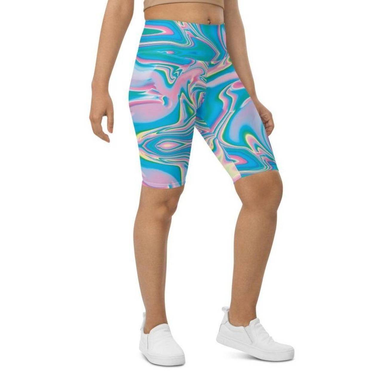 Neon Psychedelic Biker Shorts