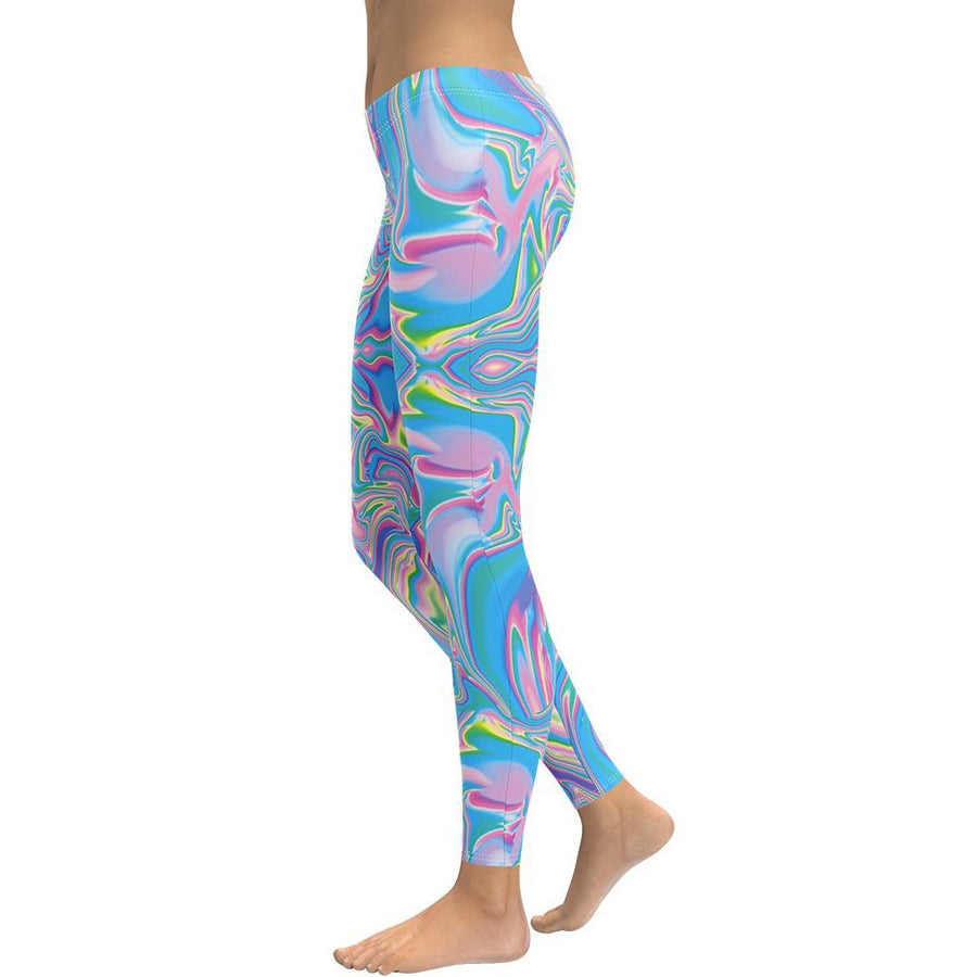 Bright & Bold Neon Psychedelic Print Leggings FIERCEPULSE