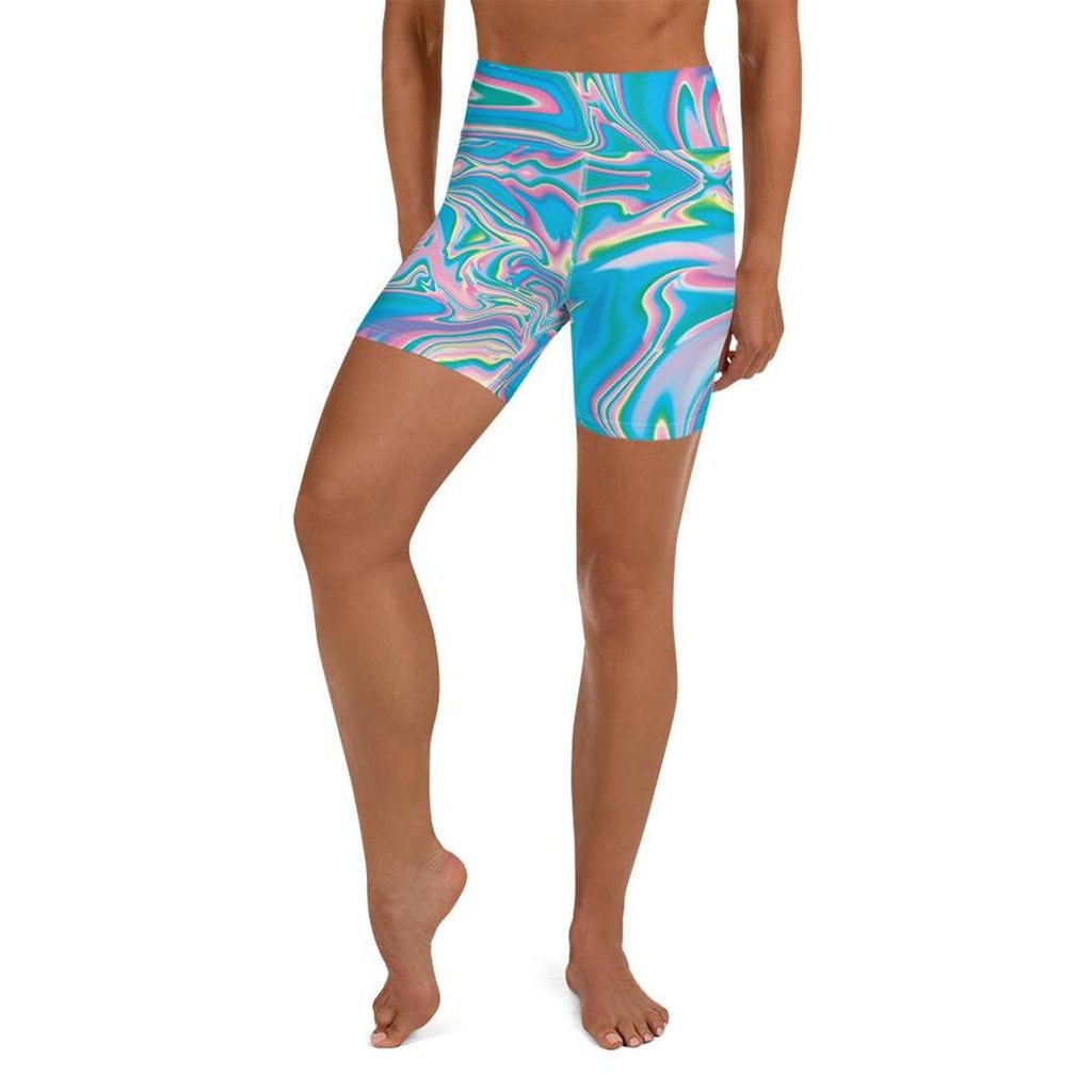 Neon Psychedelic Yoga Shorts