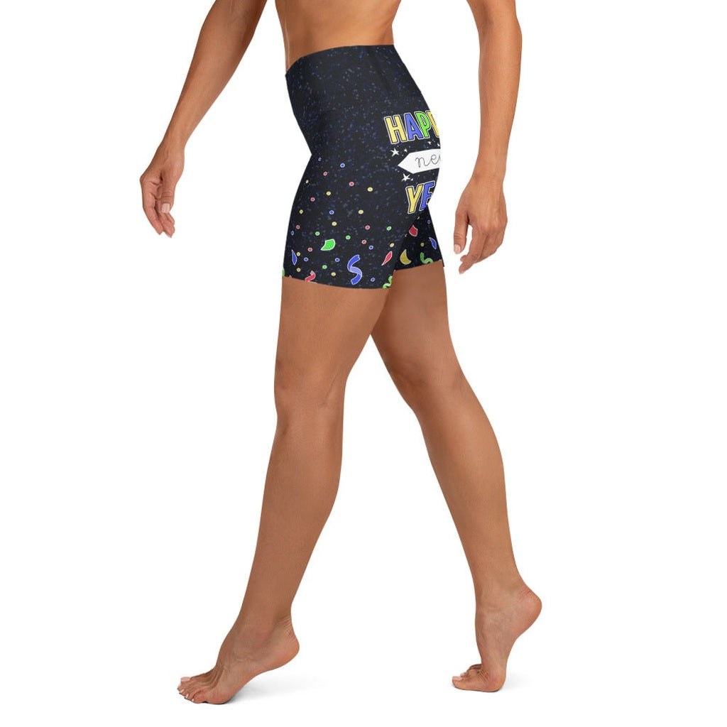 New Year Cheers Yoga Shorts