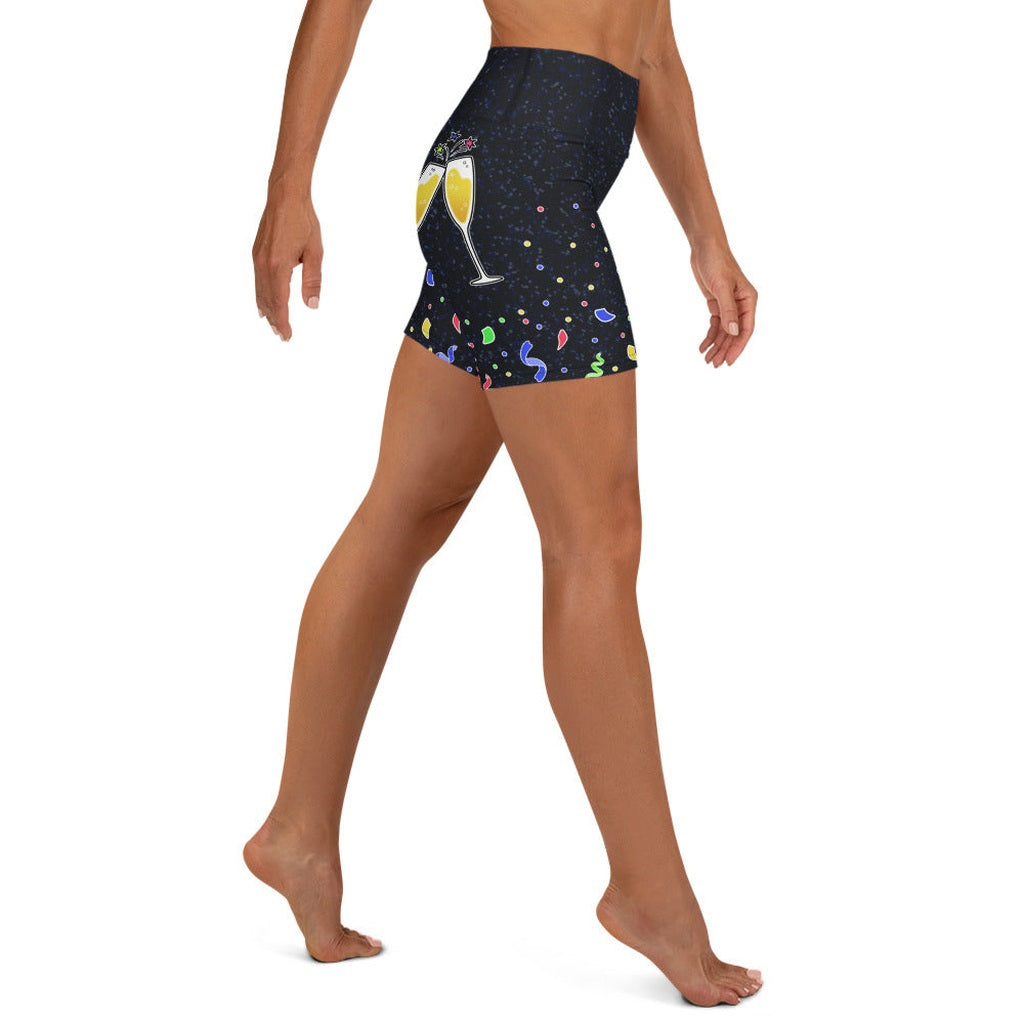 New Year Cheers Yoga Shorts