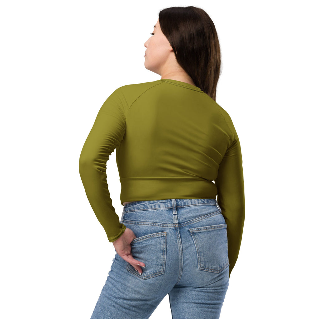 Olive Green Recycled Long-sleeve Crop Top