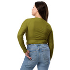 Olive Green Recycled Long-sleeve Crop Top