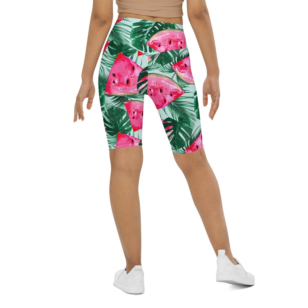 Palm Leaves & Watermelon Biker Shorts