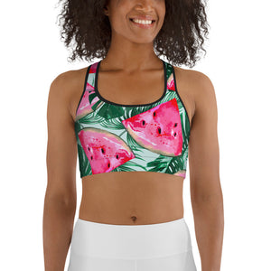 Palm Leaves & Watermelon Sports Bra