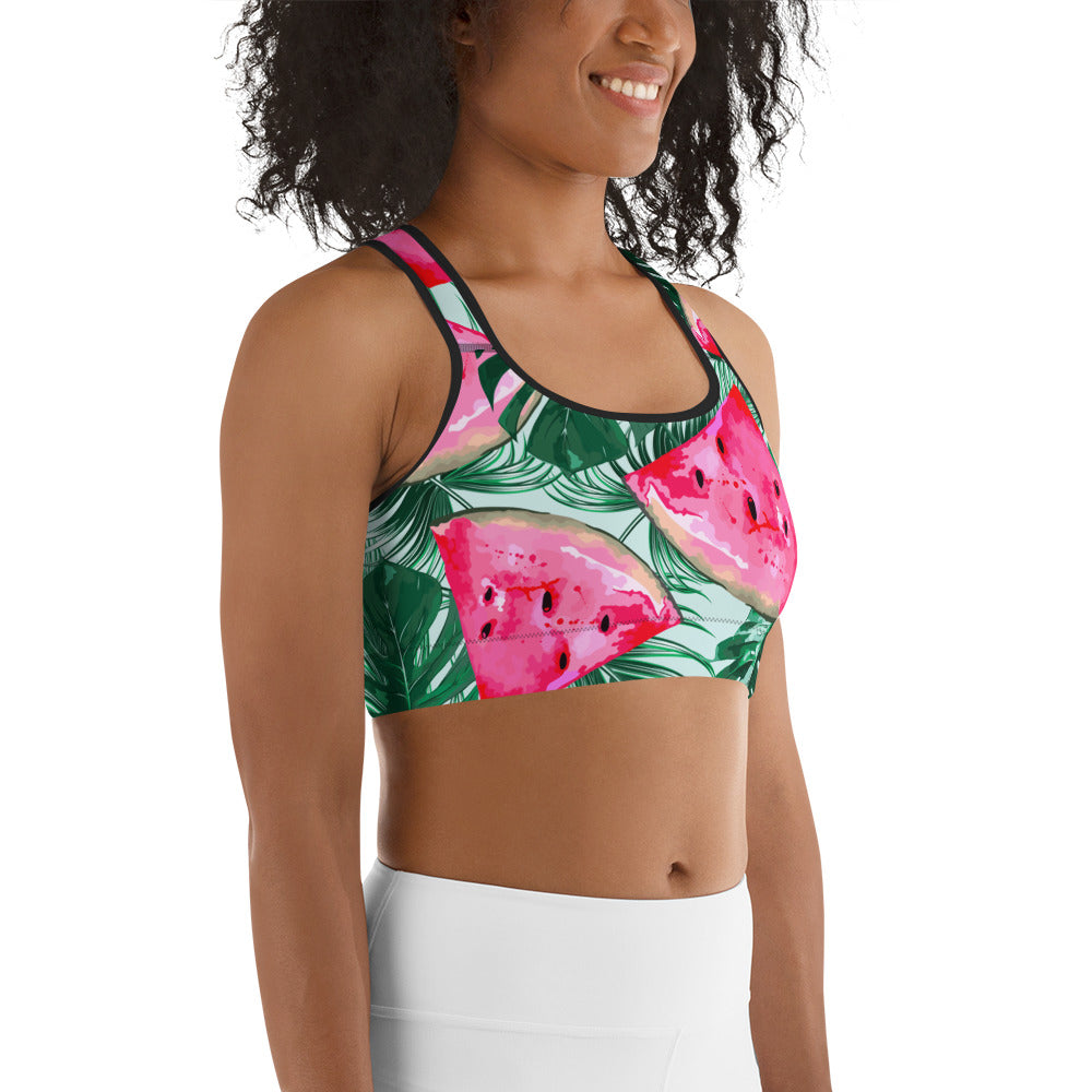 Palm Leaves & Watermelon Sports Bra