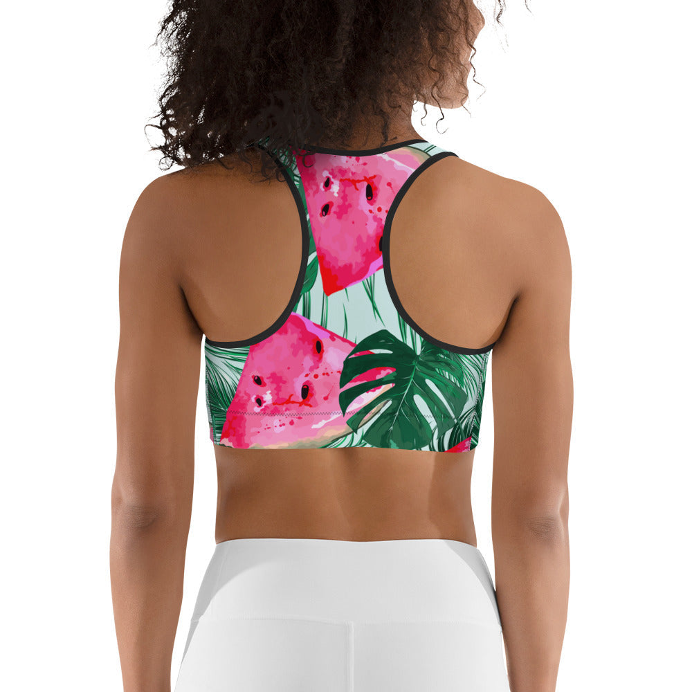 Palm Leaves & Watermelon Sports Bra