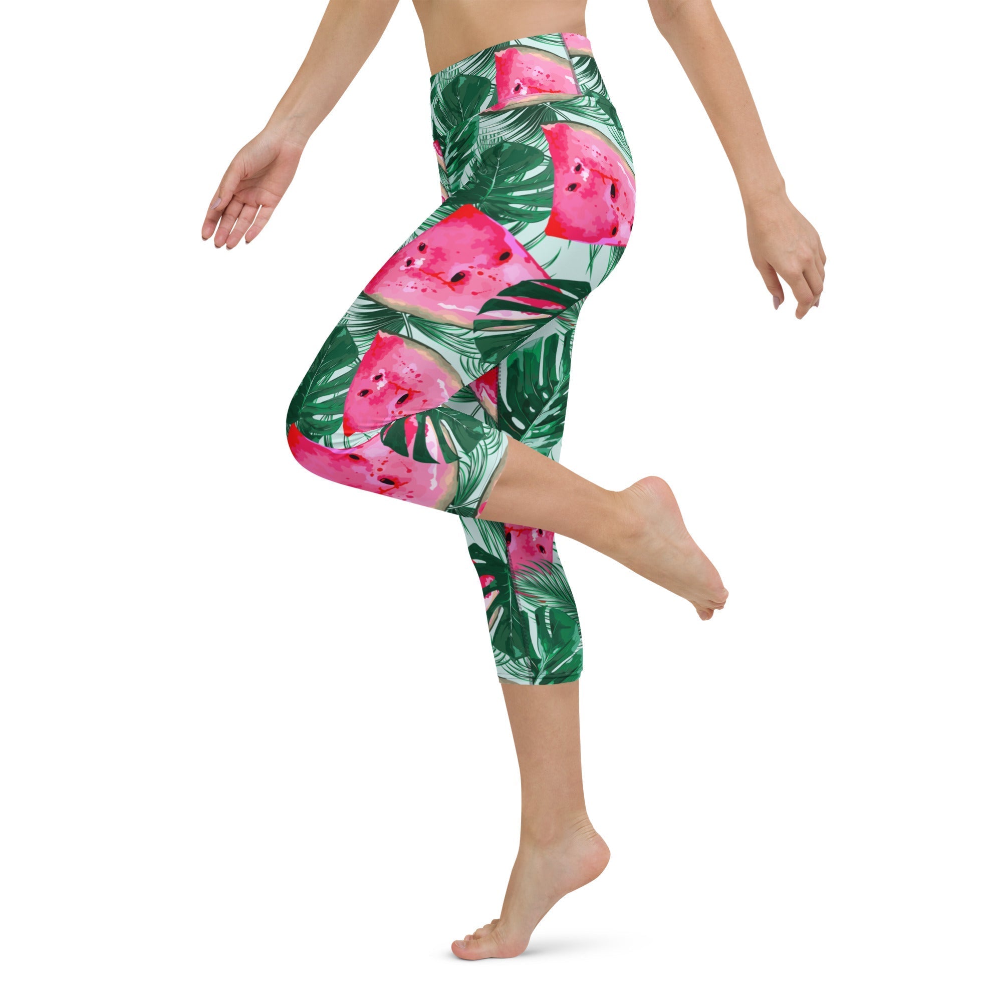 Palm Leaves & Watermelon Yoga Capris