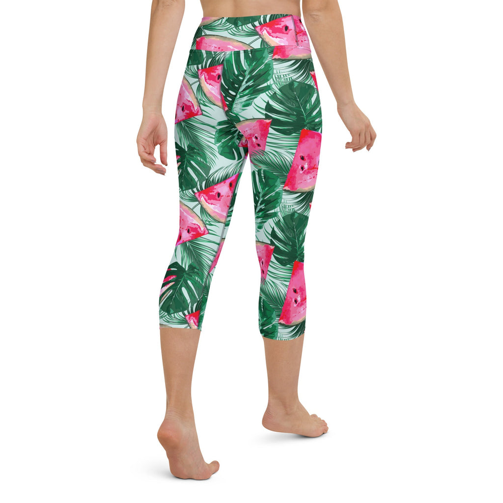 Palm Leaves & Watermelon Yoga Capris