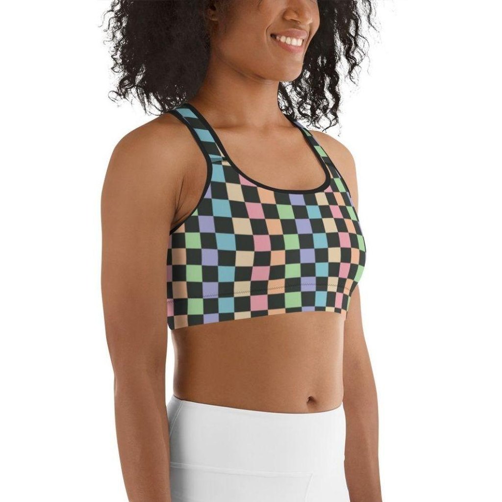 Pastel Checkerboard Sports Bra