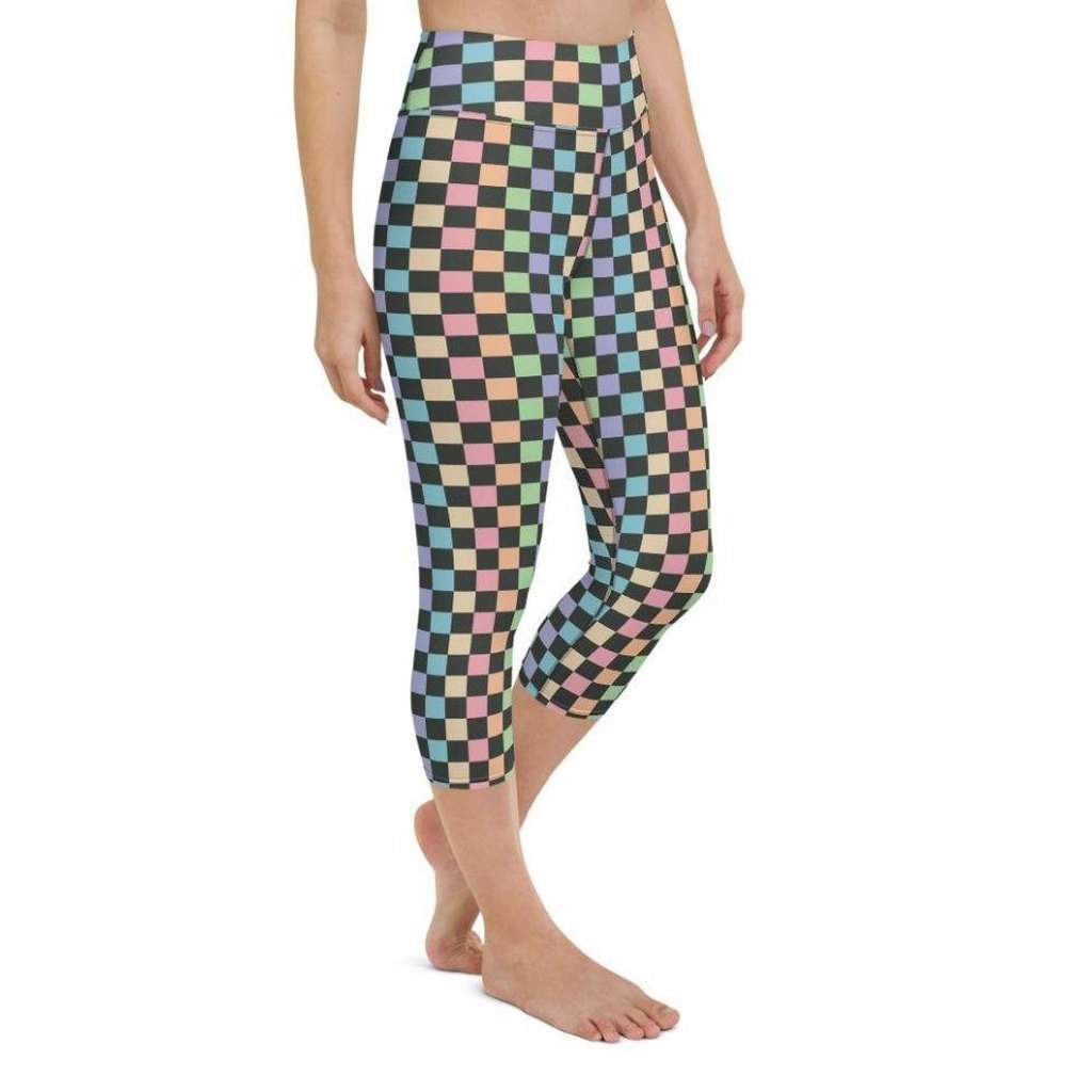 Pastel Checkerboard Yoga Capris