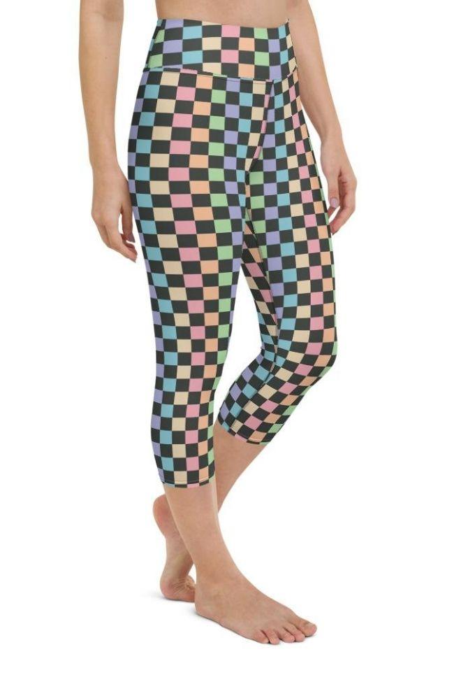 Pastel Checkerboard Yoga Capris