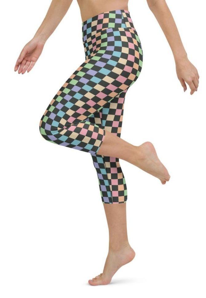 Pastel Checkerboard Yoga Capris