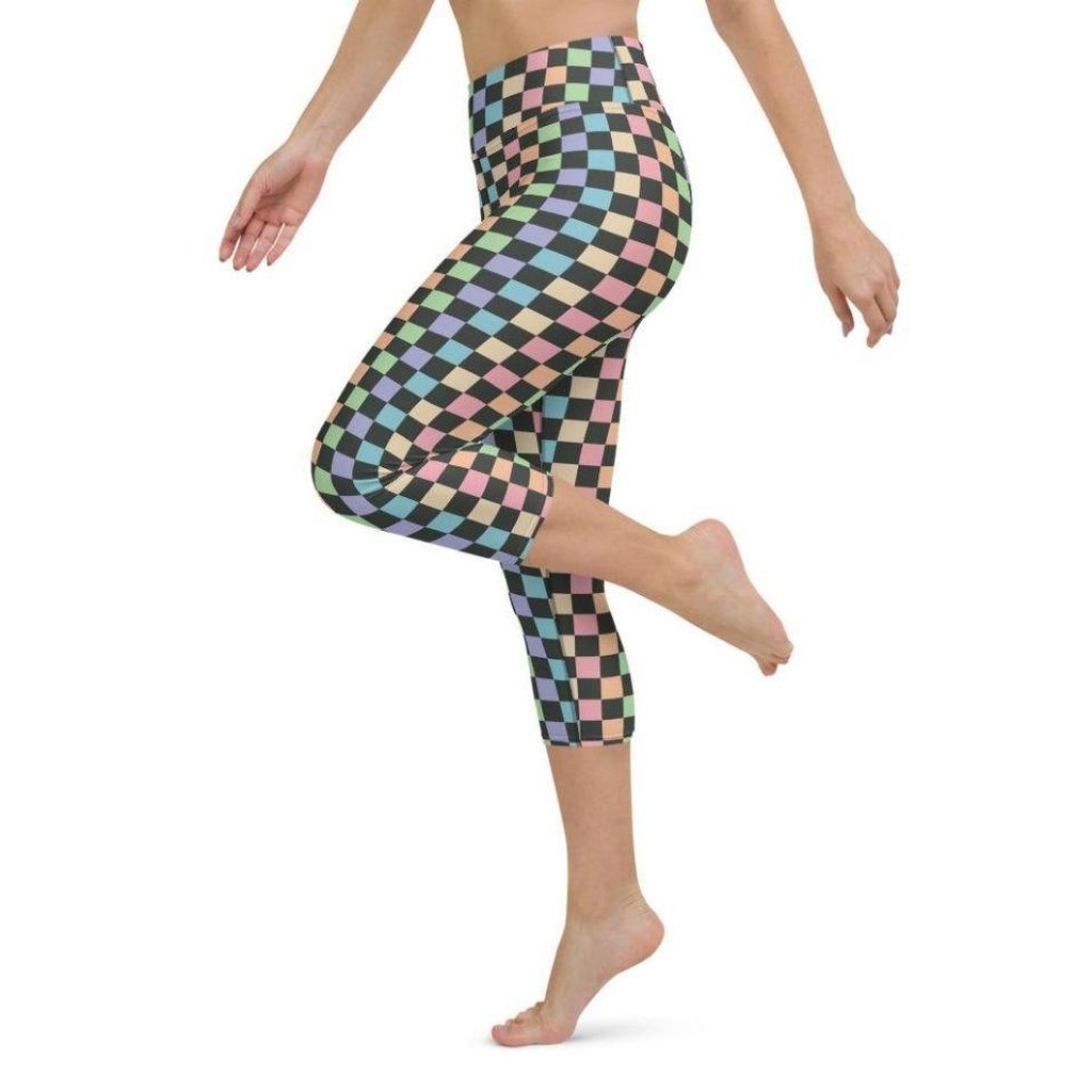 Pastel Checkerboard Yoga Capris