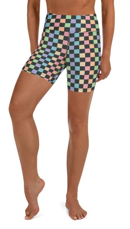 Pastel Checkerboard Yoga Shorts