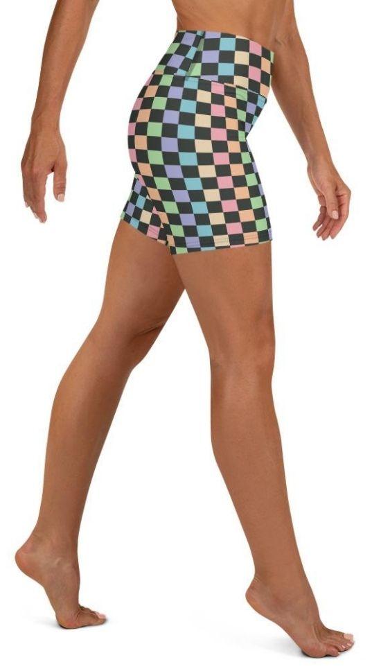 Pastel Checkerboard Yoga Shorts