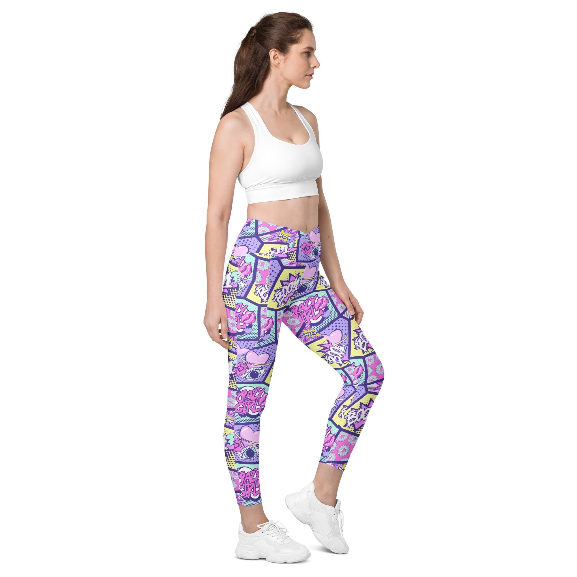 Pastel Comic Book Crossover Leggings With Pockets