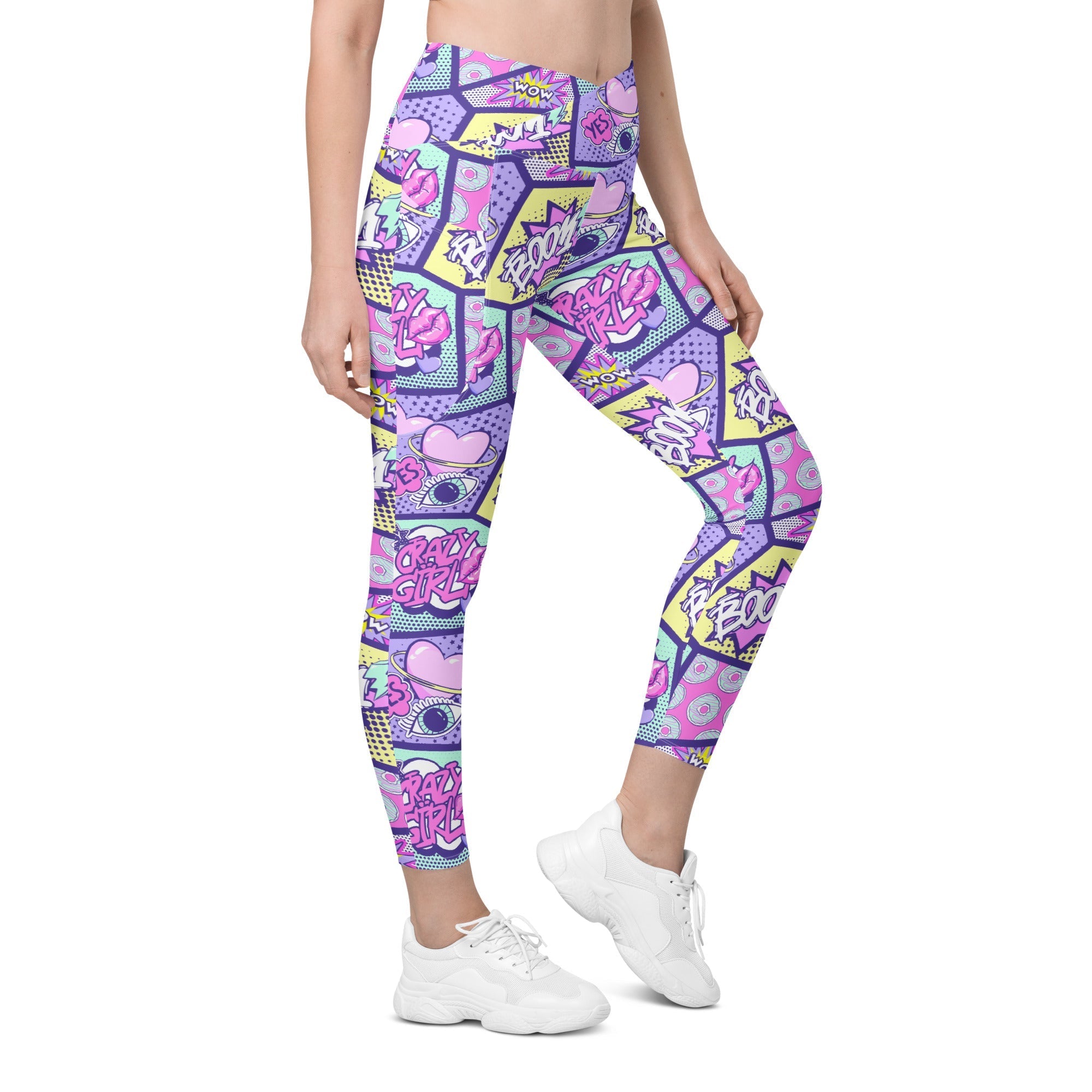 Pastel Comic Book Crossover Leggings With Pockets