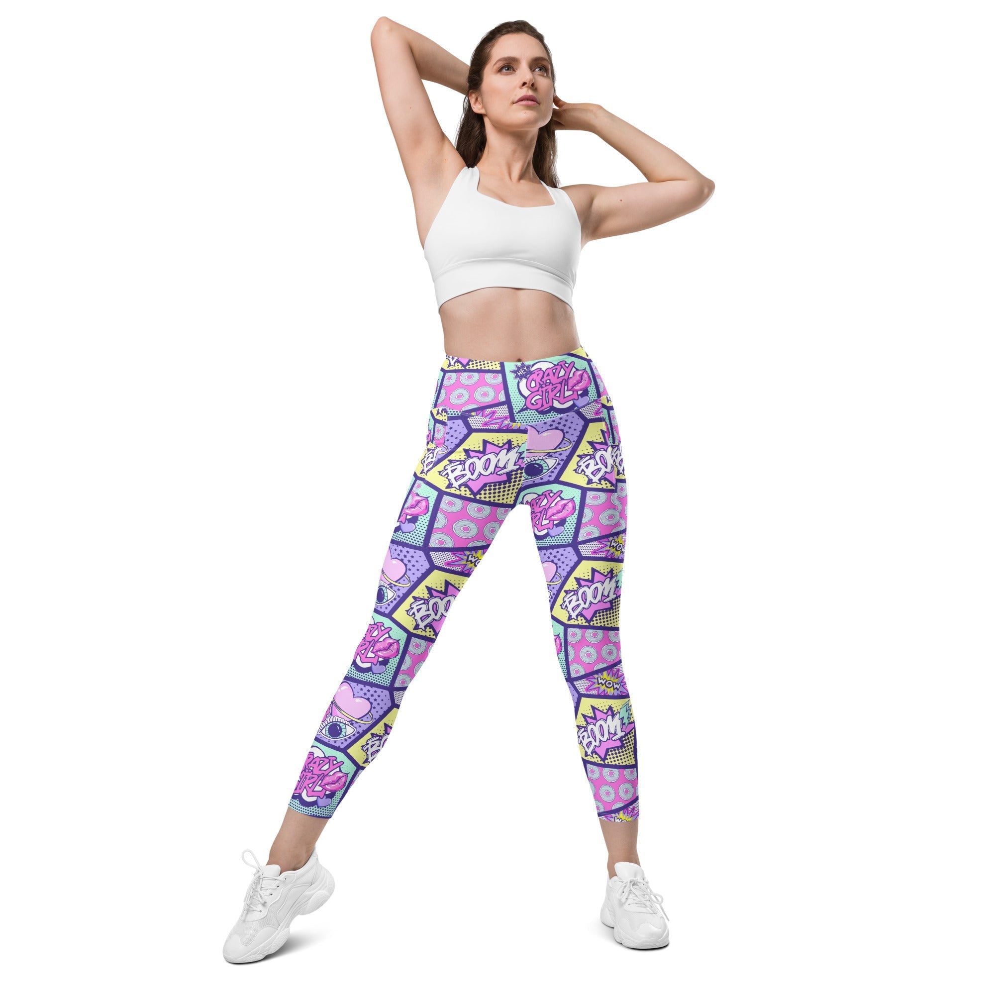 Pastel Comic Book Leggings With Pockets - Main Image