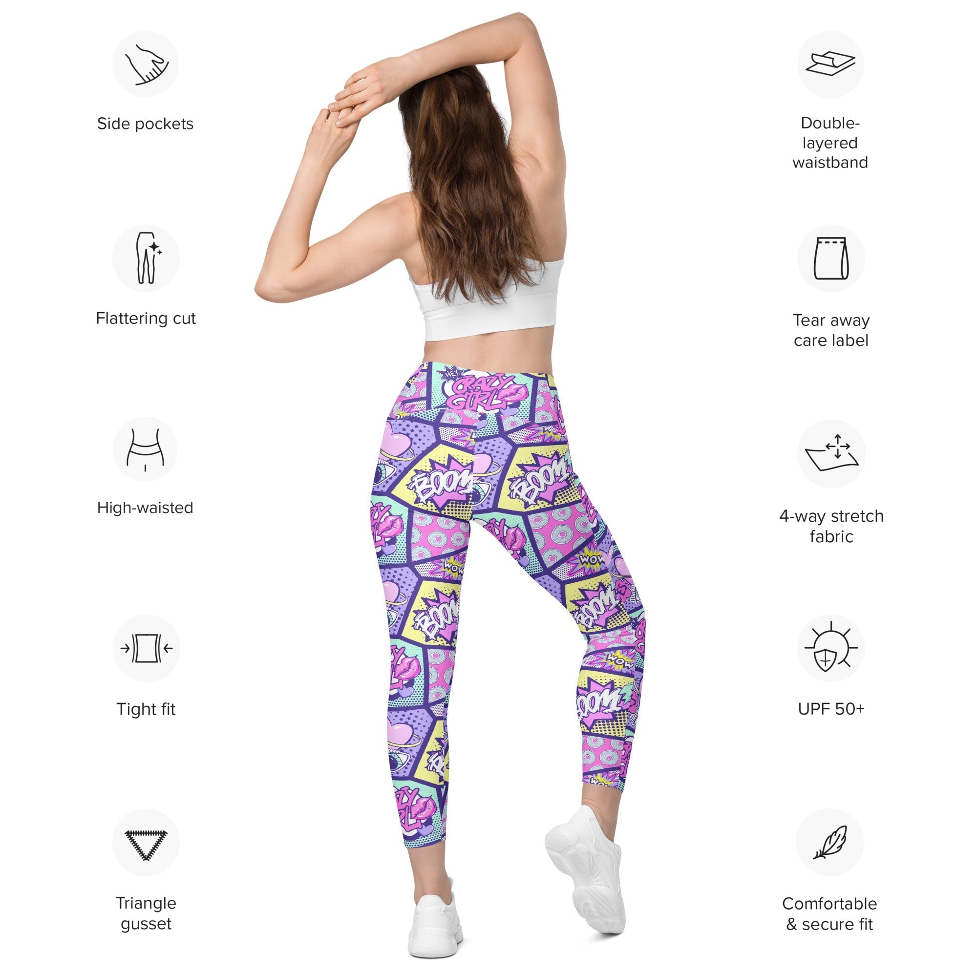 Pastel Comic Book Leggings With Pockets