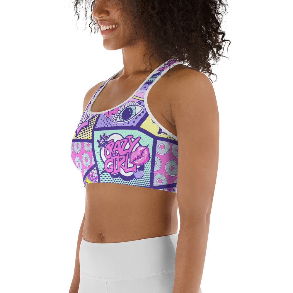 Pastel Comic Book Sports Bra