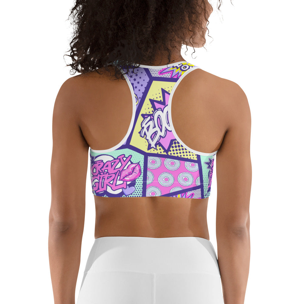 Pastel Comic Book Sports Bra