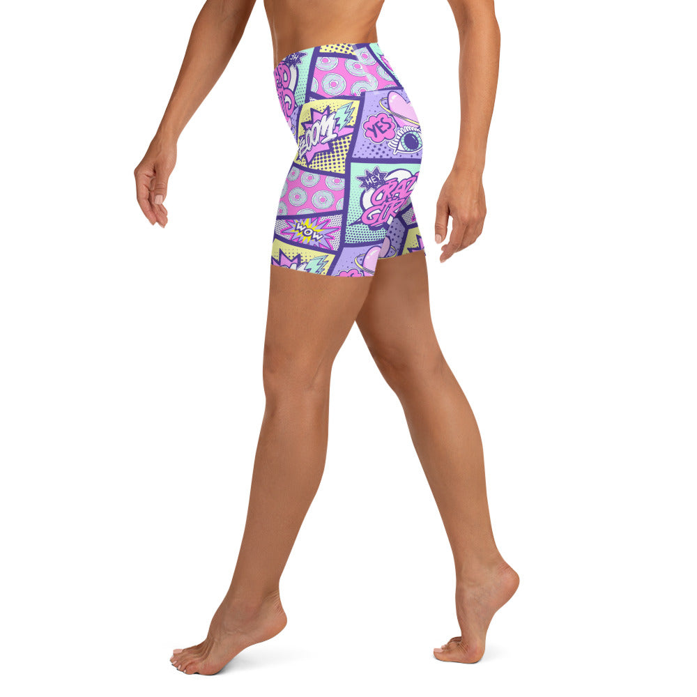 Pastel Comic Book Yoga Shorts