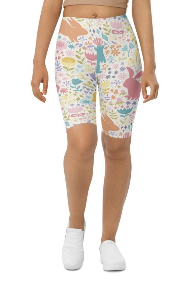 Pastel Easter Garden Biker Shorts