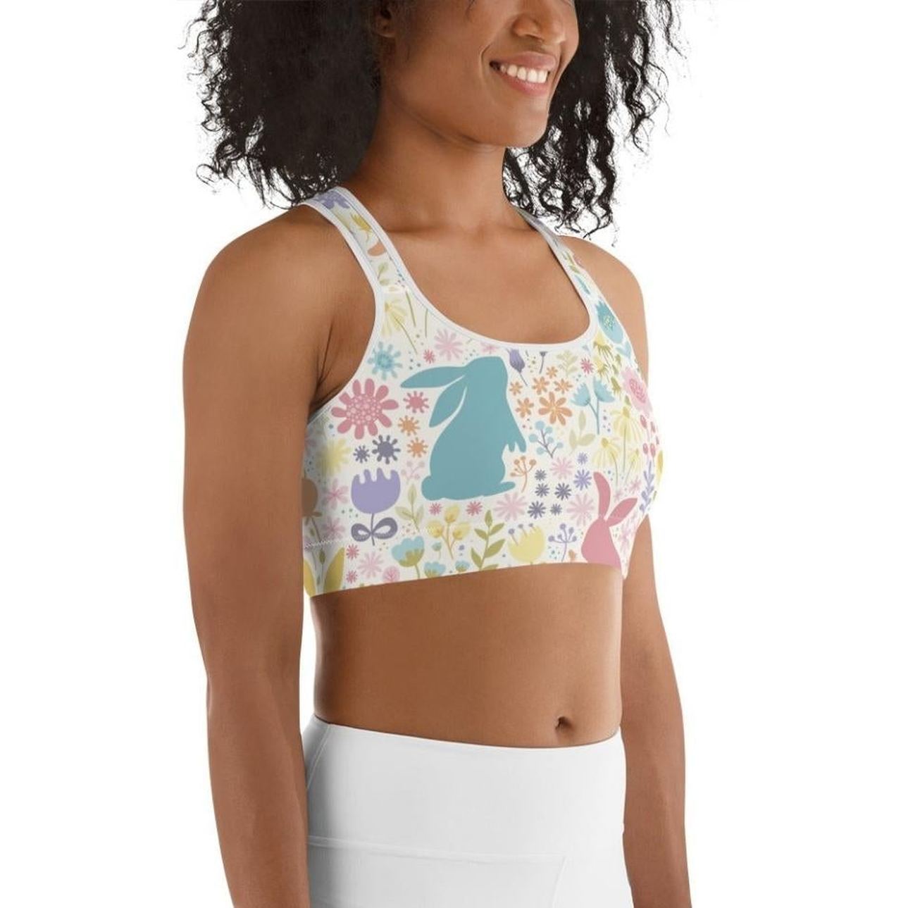 Pastel Easter Garden Sports Bra