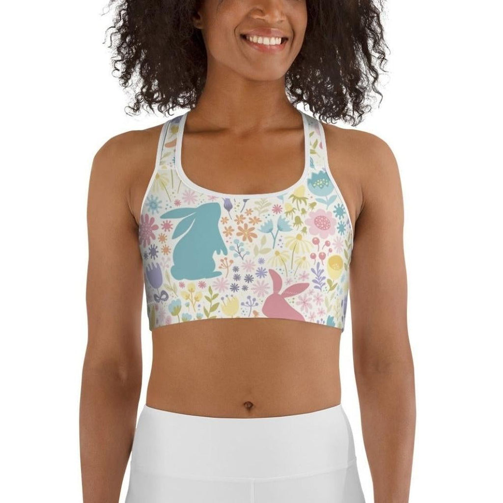 Pastel Easter Garden Sports Bra