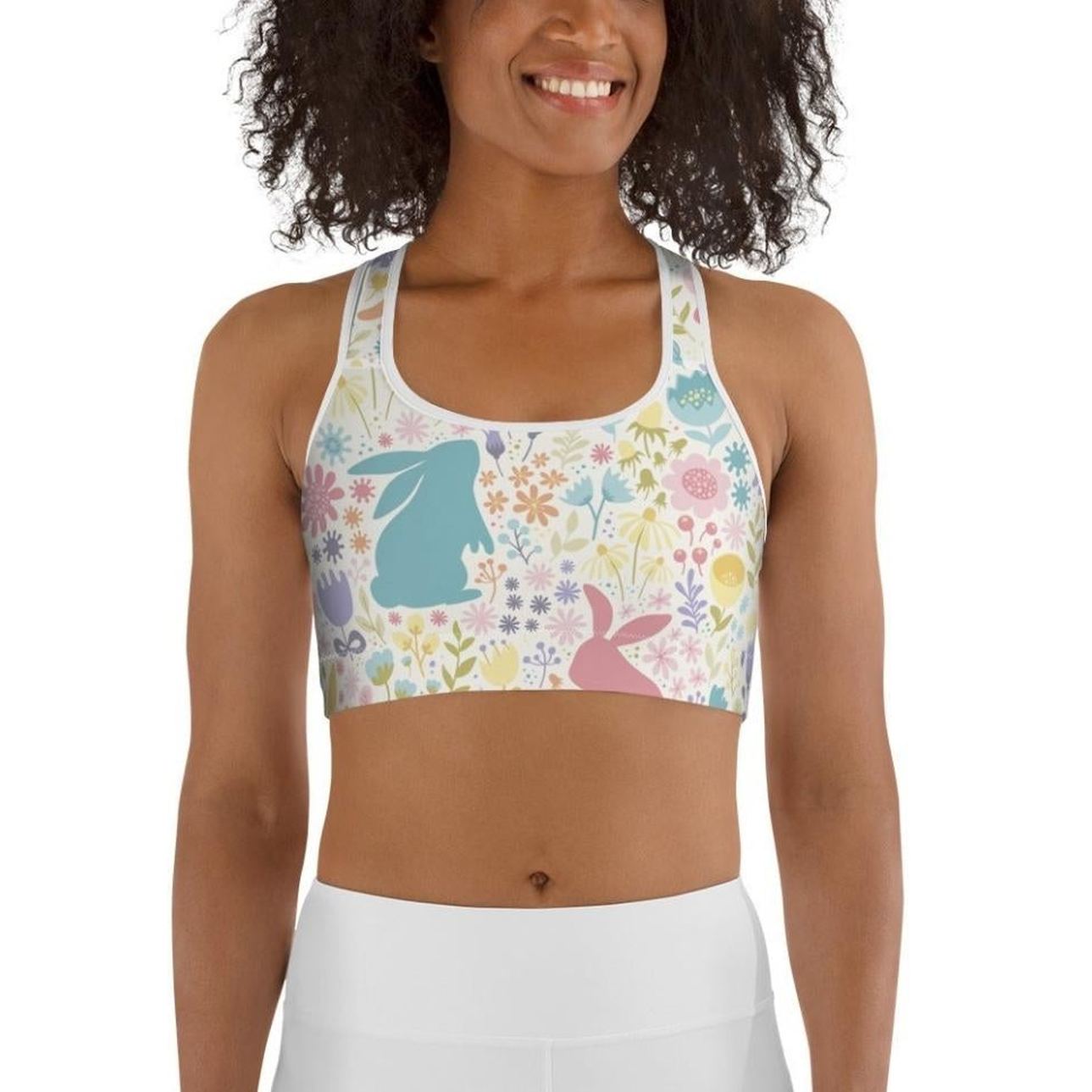 Pastel Easter Garden Sports Bra