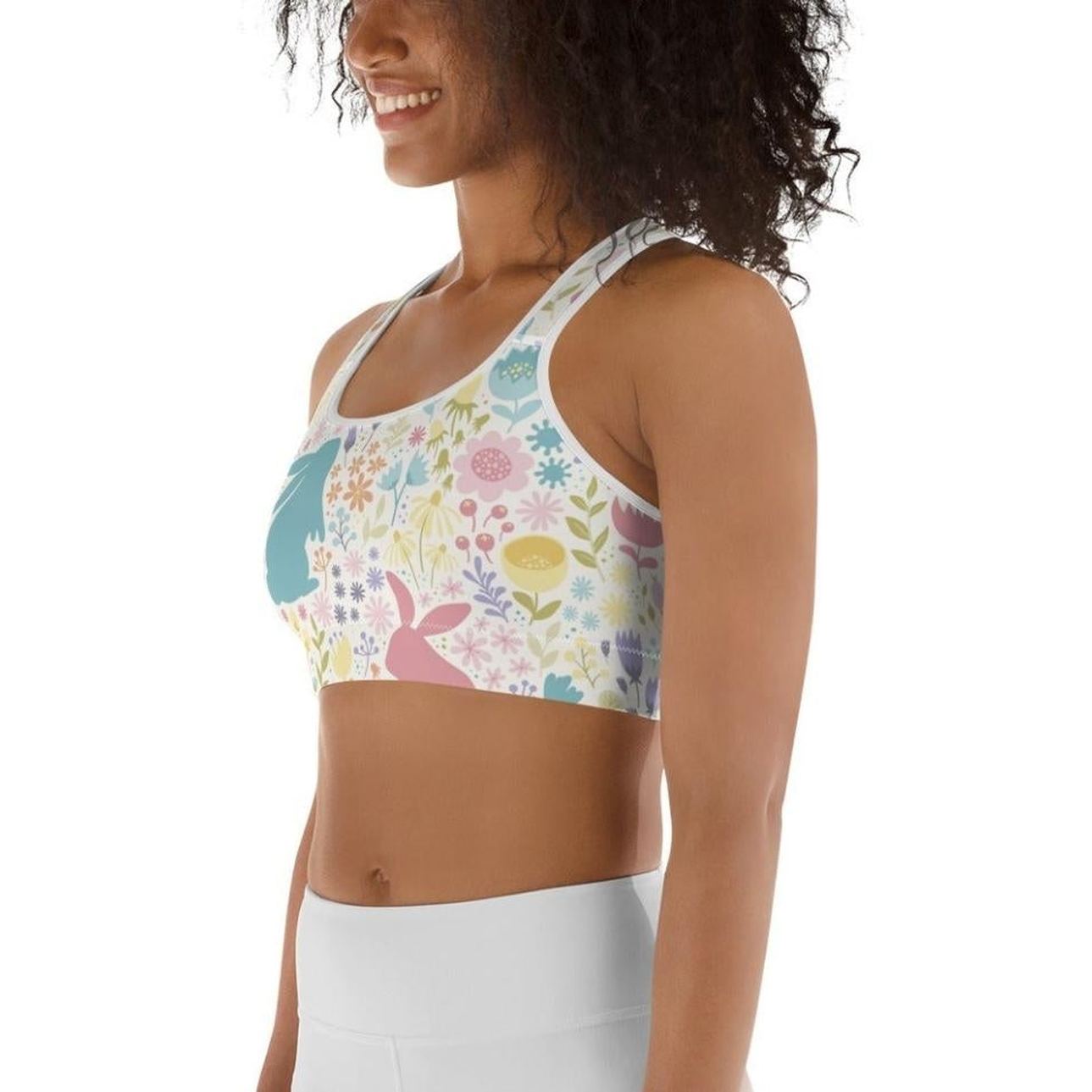 Pastel Easter Garden Sports Bra