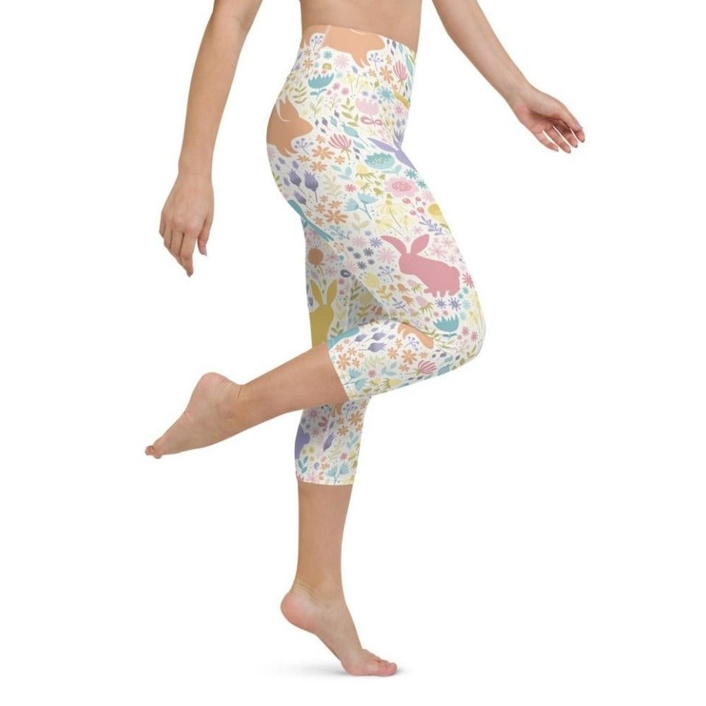 Pastel Easter Garden Yoga Capris