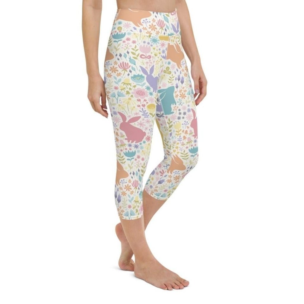 Pastel Easter Garden Yoga Capris
