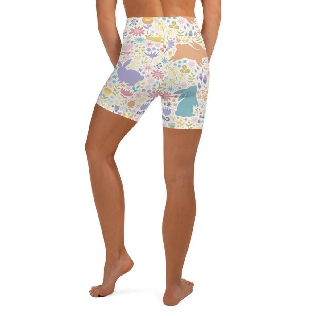 Pastel Easter Garden Yoga Shorts