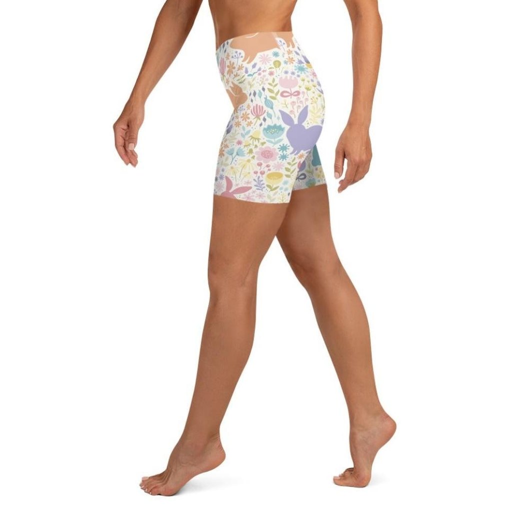Pastel Easter Garden Yoga Shorts