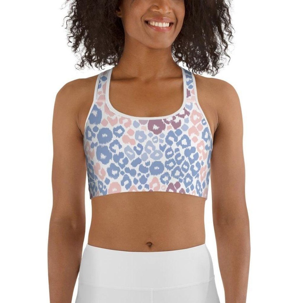 Pastel Leopard Print Sports Bra