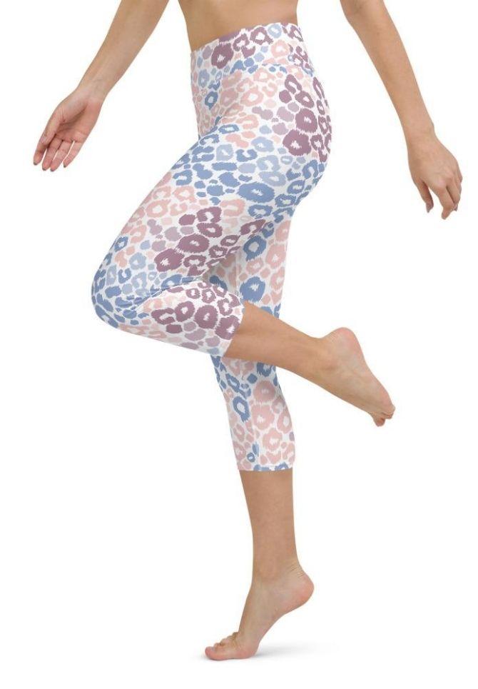Pastel Leopard Print Yoga Capris