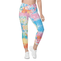 Pastel Tie Dye Crossover Leggings With Pockets