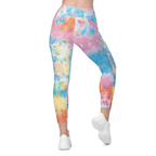 Pastel Tie Dye Crossover Leggings With Pockets