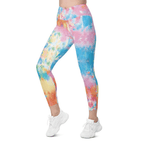 Pastel Tie Dye Crossover Leggings With Pockets