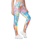 Pastel Tie Dye Crossover Leggings With Pockets
