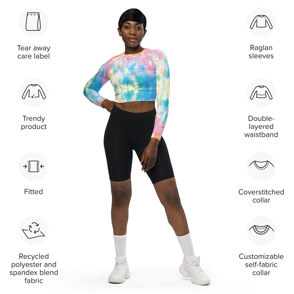 Pastel Tie Dye Recycled Long-sleeve Crop Top